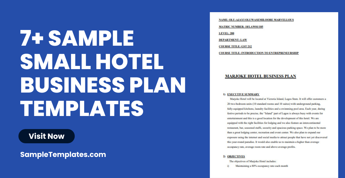 sample small hotel business plan templates