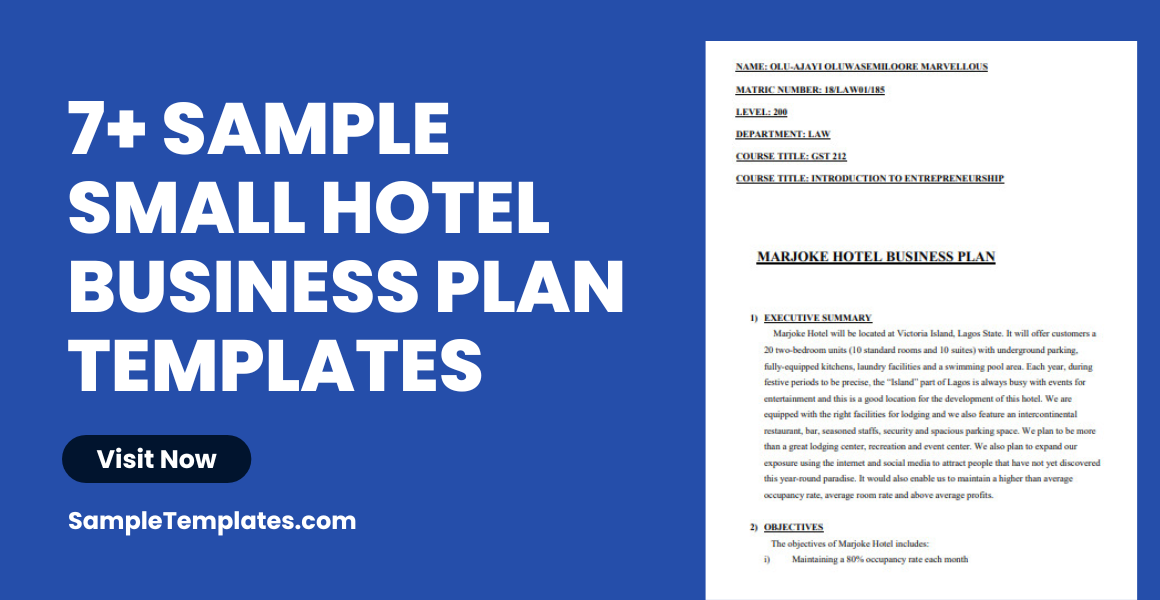 Sample Small Hotel Business Plan Templates