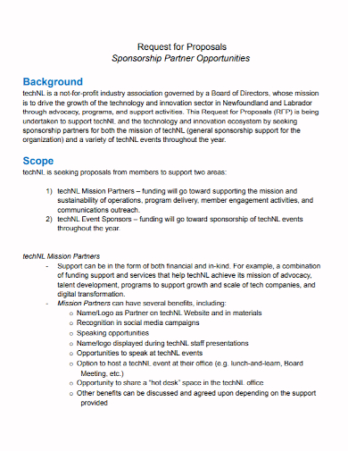 sample sponsorship partnership proposal