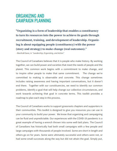sample strategic campaign plan