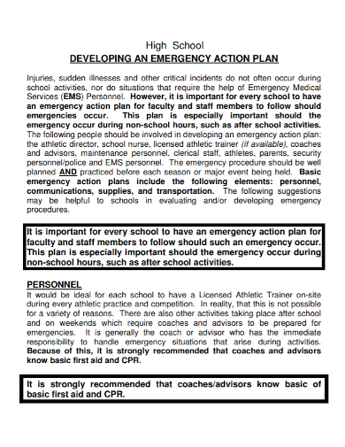 school development emergency action plan