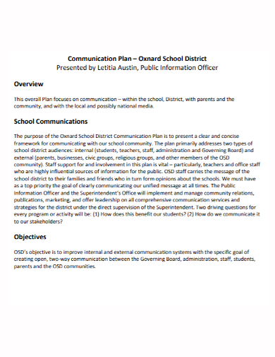 school district communication plan