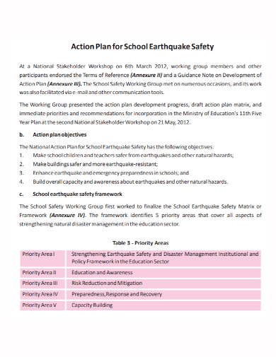 school earthquake safety action plan