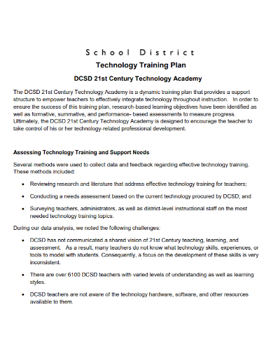 school technology training plan
