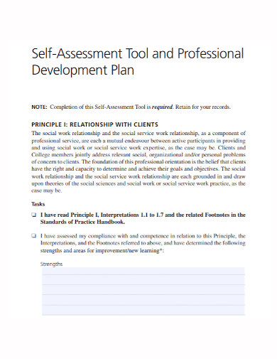 self assessment development plan