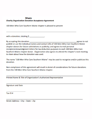 share charity donation agreement