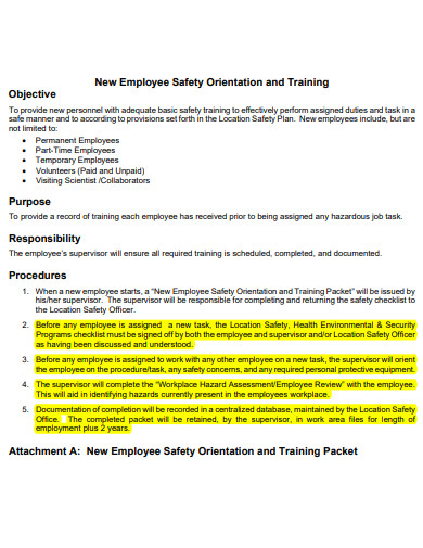 simple employee safety orientation and training plan