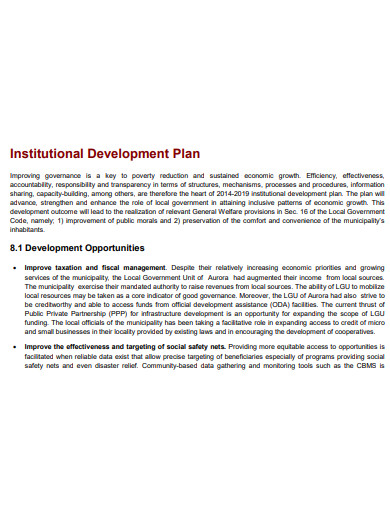 simple institutional development plan