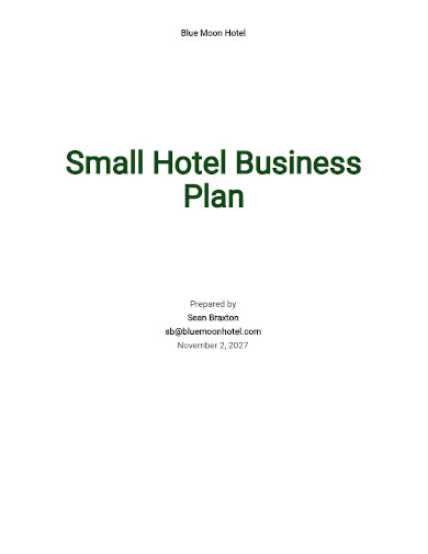 small hotel business plan