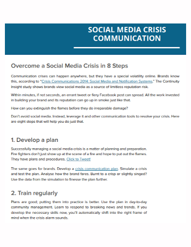 social media crisis communication development plan