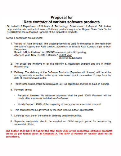 software contract product proposal