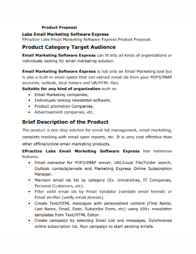 software marketing product proposal