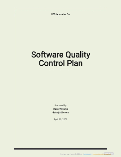 software quality control plan template