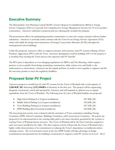 solar project executive proposal