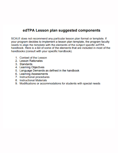 standard edtpa lesson plan