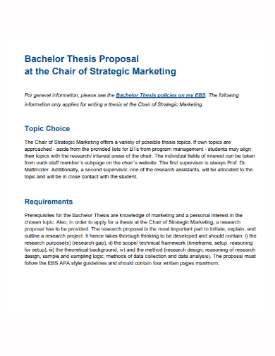 strategic marketing bachelor thesis proposal