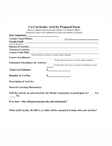student co curricular activity proposal