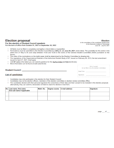 student council election proposal