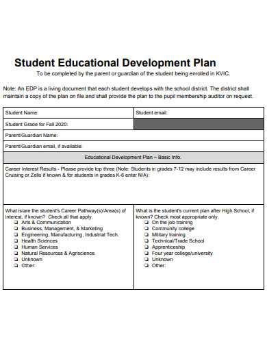 student educational development plan
