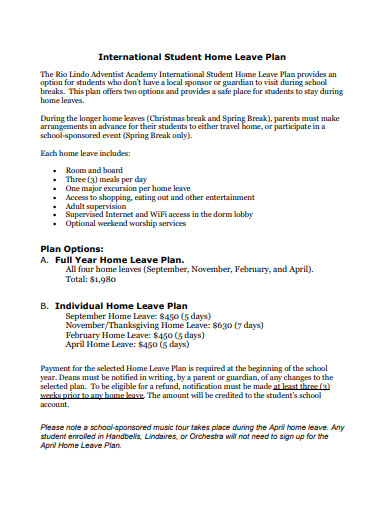 student home leave plan