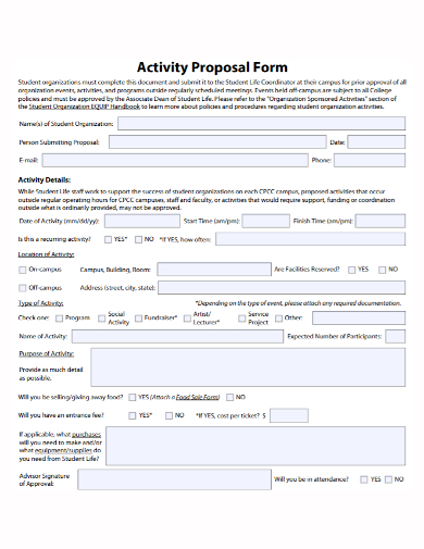 student organization activity proposal