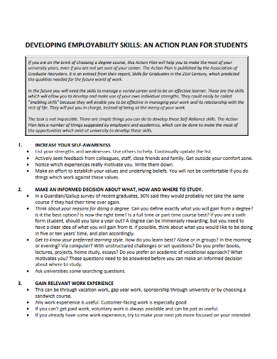 student skills development action plan