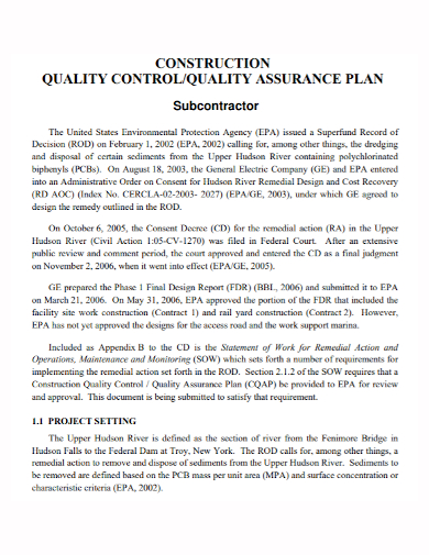 subcontractor construction quality control plan