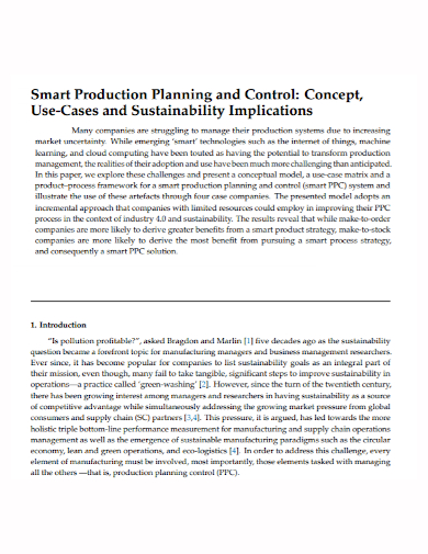 sustainability production control plan
