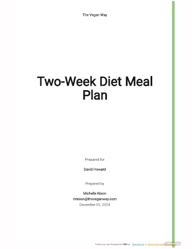 two week diet meal plan template