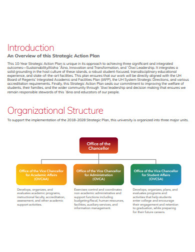 university one page strategic action plan