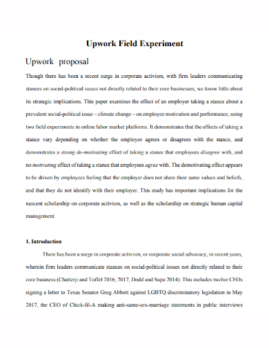upwork field experiment proposal