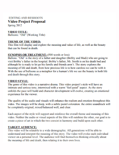 video editing project proposal