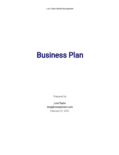 wealth management business plan