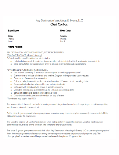 wedding event client contract