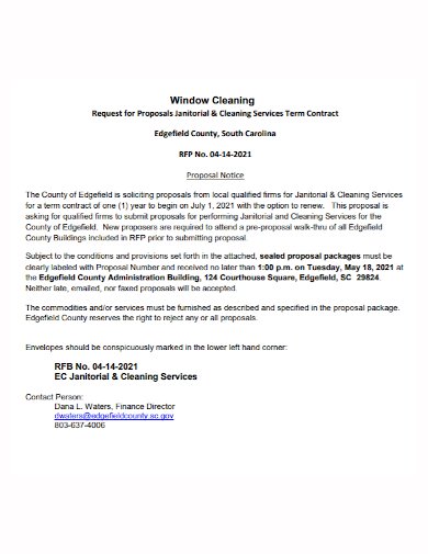 window janitorial cleaning proposal