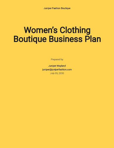 fashion boutique business plan sample