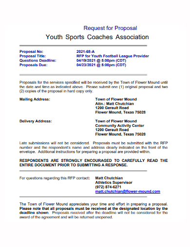 youth sports coaching proposal