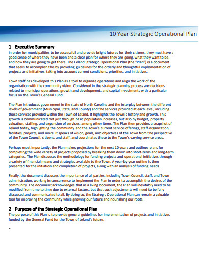 10 year strategic operational plan