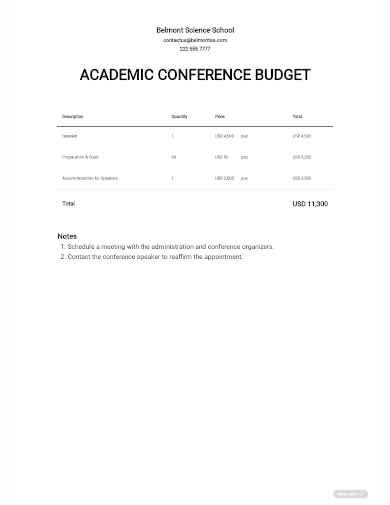 academic conference budget template