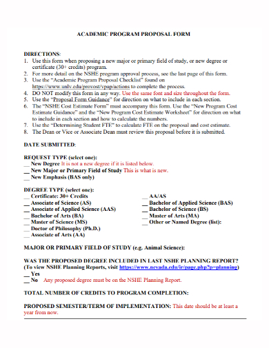 academic program proposal form