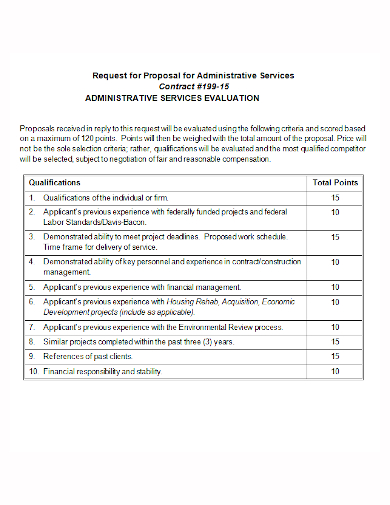 administrative service evaluation proposal
