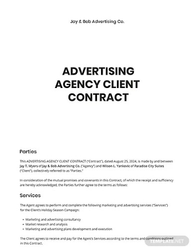 advertising agency client contract