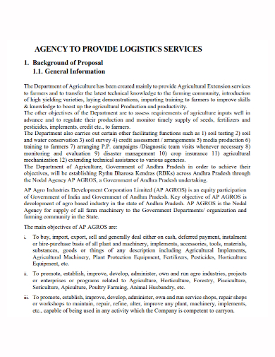 agency logistics services proposal