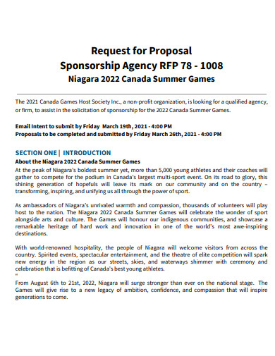 agency sponsorship request for proposal