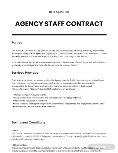 agency staff contract template