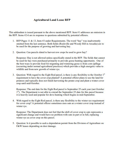 agricultural land lease proposal