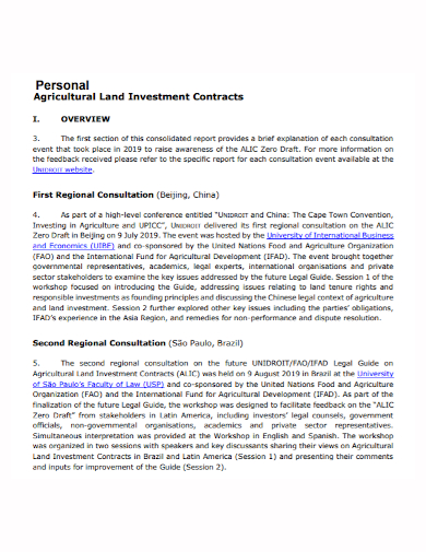 agricultural land personal investment contract