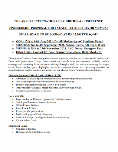 annual exhibition sponsor proposal