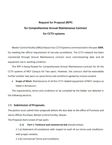 annual maintenance contract of cctv systems proposal