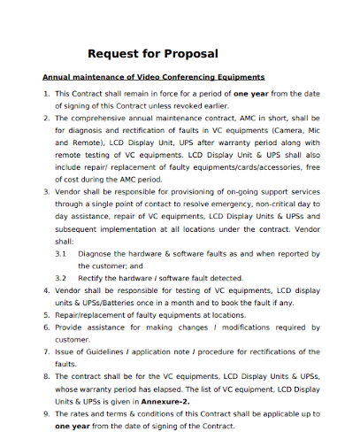annual maintenance contract of video conferencing proposal
